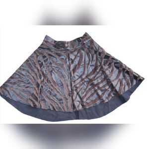 Furry Animal Print High Waisted Small‎ Twirl Faux Leather Skirt